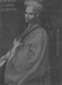 Ritratto Di Pietro Popoleschi, In Abito Rosso Bordato Di Pelliccia Con Un Libro In Mano by Pietro Damini
