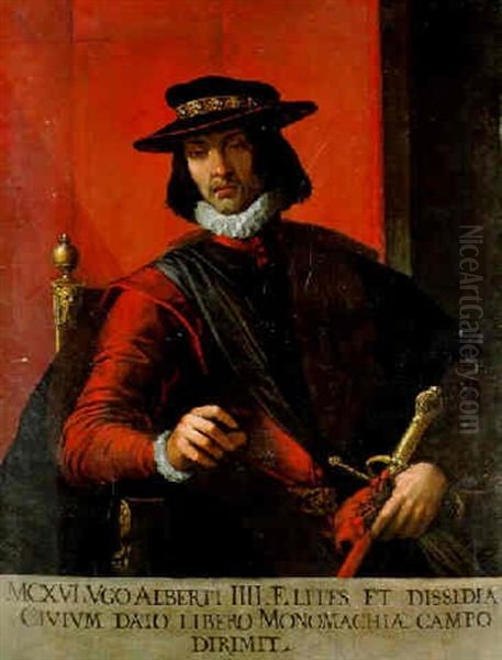 Fantasy Portrait Of Ugo Alberto Iv, Seated, With A Sword - view 1