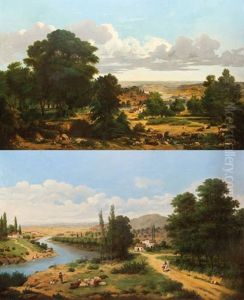 Paisajes Con Rebanos (pair) by Joaquin Damis Cortes