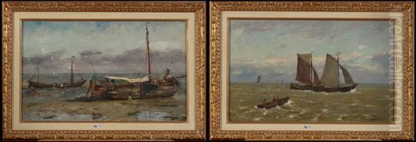 Marine & Chalutiers Sur La Plage (2 Works) - view 1