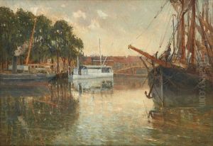 Coucher De Soleil Sur Le Canal by Frans Van Damme