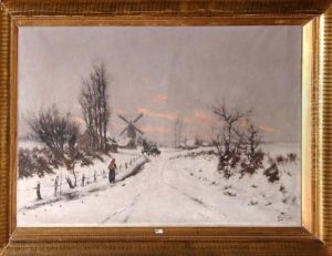 Paysage Anime Sous La Neige by Frans Van Damme