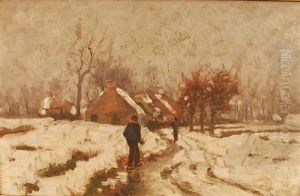Promeneur Dans Un Chemin Enneige by Frans Van Damme