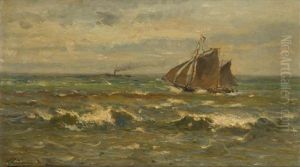 Voile Et Vapeur En Mer Du Nord by Frans Van Damme
