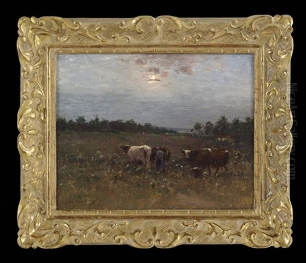 Cattle Grazing At Sunset - view 1