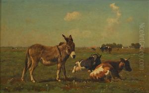 Vaches Et Ane Au Paturage