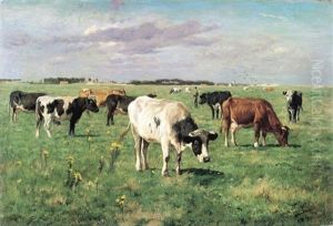 Koeien In De Polders by Emile Van Damme-Sylva