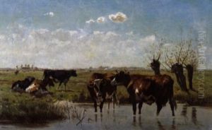 Polderlandschap Met Koeien by Emile Van Damme-Sylva