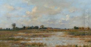 Landschaft In Der Picardie by Pierre Emmanuel Eugene Damoye