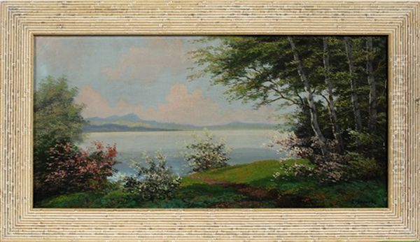 Lake Scene With Blossoms - view 1
