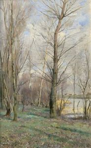 Vorfruhling Bei Fontainebleau by Pierre Emmanuel Eugene Damoye