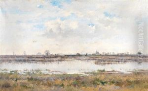Paysage A L"etang by Pierre Emmanuel Eugene Damoye