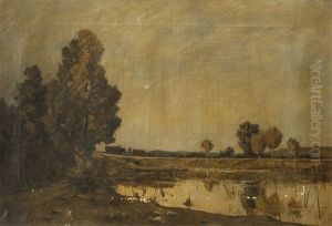 Paisaje Con Campesino Y Ganado