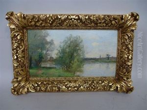 Paysage A La Riviere by Pierre Emmanuel Eugene Damoye