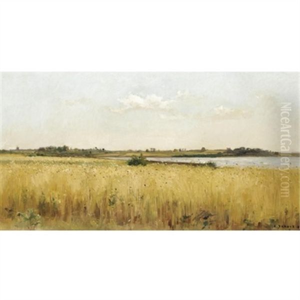 River Landscape With Cornfield - view 1