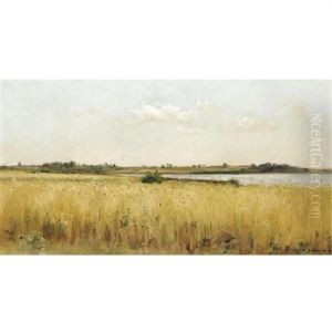 River Landscape With Cornfield by Pierre Emmanuel Eugene Damoye