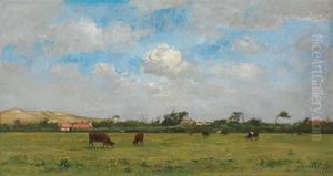 Vaches Au Pre by Pierre Emmanuel Eugene Damoye