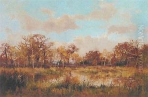 A Lake In An Autumnal Landscape A Lake In An Autumnal Landscape