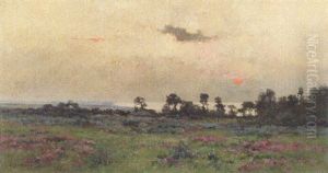 Sunset Over The Meadow by Pierre Emmanuel Eugene Damoye