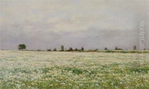Landscape With Windmill And Wildflowers Landscape With Windmill And Wildflowers