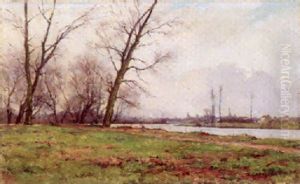 Herbstliche Flusslandschaft by Pierre Emmanuel Eugene Damoye