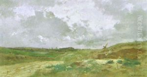 A Figure In An Open Landscape by Pierre Emmanuel Eugene Damoye