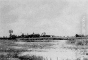 A Marsh Landscape With A Village Beyond