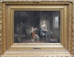 Mother And Children Doing Washing