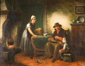 Interior Kitchen Scene by Jan Jacobus Matthijs Damschroeder