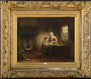 Scene D'interieur En Hollande by Jan Jacobus Matthijs Damschroeder