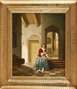 Junge Dame Mit Hund In Der Diele