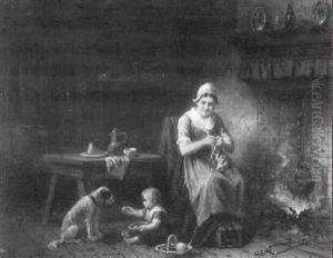 Hausliche Idylle by Jan Jacobus Matthijs Damschroeder