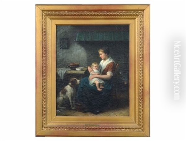 Untitled, Interior Scene With Mother, Child, And Dog - view 1