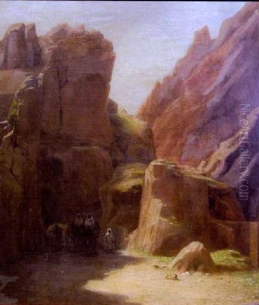 View Of A Canyon With Turbaned Figures - view 1