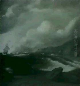 A Ship On Stormy Seas by Edmund Trowbridge Dana