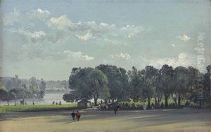 View In A Park On A Summer's Day, Possibly St. James's Park, London by Francis Danby