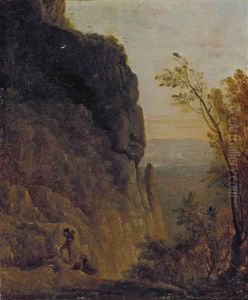 Promeneurs Au Pied D'une Falaise