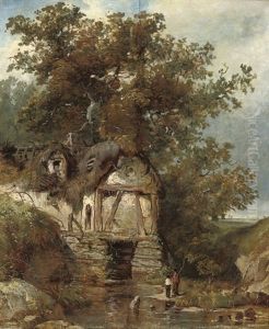 Figures Before A Ruined Watermill by Francis Danby