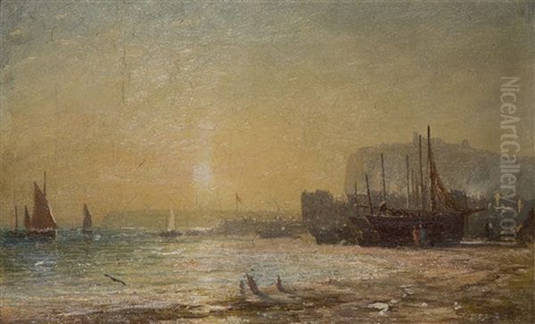Beach Scene, Hastings, At Sunset - view 1