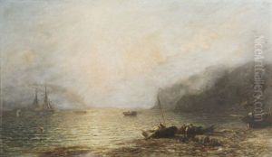 Figures On The Shore With Lobster Pots by James Francis Danby