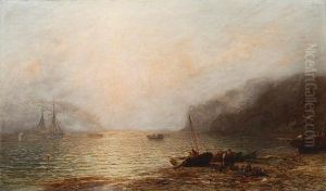 Figures On A Beach At Sunset by James Francis Danby