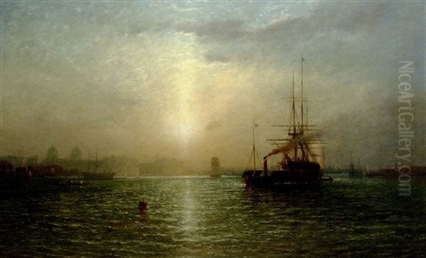 Evening On The Thames, A View Of Greenwich Hospital - view 1