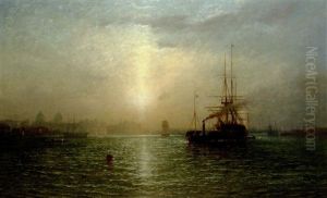 Evening On The Thames, A View Of Greenwich Hospital