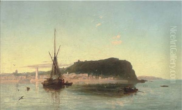 Fishing Boats Off A Coastal Landscape - view 1
