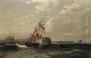 Three-master Thought To Be Sailing Off Scarborough In Two Positions Three-master Thought To Be Sailing Off Scarborough In Two Positions
