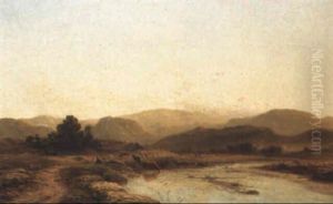 An Extensive Highland Landscape, With Figures And Livestock by Thomas Danby