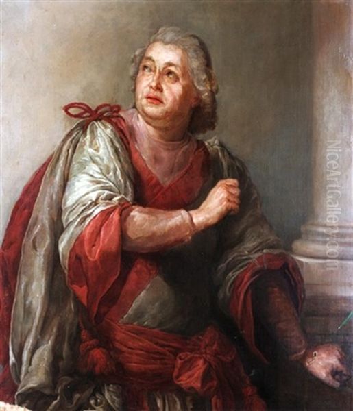 Portrait Of David Garrick Playing A Classical Role by Nathaniel Dance Holland (Sir)