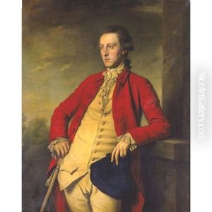 Portrait Of Sir John Weyland, Three Quarter Length In A Red Coat, A Buff Waistcoat Holding A Tricorn Hat by Nathaniel Dance Holland (Sir)