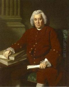 Portrait Of Robert Marsh Of The East India Company, Seated At A Table In A Brown Coat With Lace Cuffs