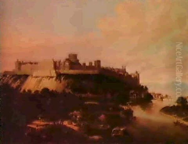 A View Of Windsor Castle With Figures And Vessels On The River Thames In The Foregrounda Pair Of Two Paintings. - view 1